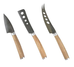 Ensemble En Acier Inoxydable Manche En Bois Mini Couteaux À Fromage Ensemble Couteau À Fromage Exquis Coupe Fromage Fourchette Avec Manche En Bois - Product Image 1