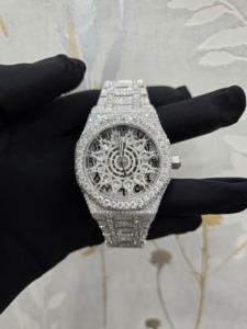 Montre de luxe pour homme en édition limitée de haute qualité, sertie de diamants de type hip-hop, squelette, moissanite, ornée de diamants de taille ronde, clarté VVS - Product Image 6