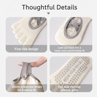 Chaussettes de yoga et de Pilates printemps-été à 5 doigts, fines, respirantes, anti-frottement, en coton, antidérapantes, avec sangle, pour fitness et ballet, vente en gros personnalisée