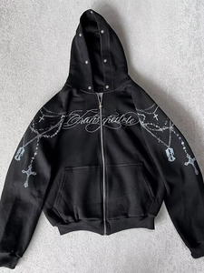 Chaqueta con Capucha de Manga Larga para Hombre, Estilo Gótico Punk, 100% Algodón, Forro Polar, Moda Invernal, Estilo Urbano, Ecológica, Transpirable, Tendencia 2025 - Product Image 2