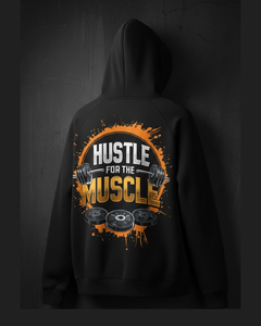 Nouveauté 2024 Sweat à capuche pour homme en molleton de coton noir de qualité supérieure, surdimensionné, pour la salle de sport, entraînement, sweat-shirt de haute densité, Hustle - Product Image 1