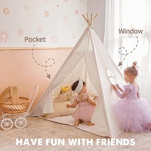 Tenda pieghevole portatile per bambini, in legno morbido, con tasca interna per interni, tenda giocattolo da gioco per interni ed esterni - Product Image 5