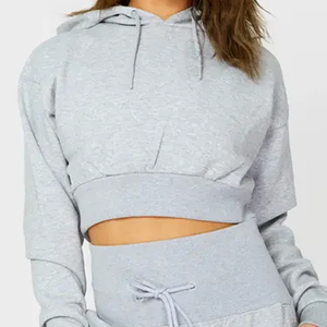 Vente en gros de pull à manches longues grande taille avec logo personnalisé pour femmes sweat à capuche court en polaire douce respirant cordon de serrage vêtements de sport de fitness - Product Image 6