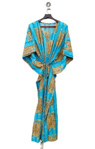 ชุดเดรสชายหาดผ้าคอตตอนพิมพ์ลายเสือเทอร์ควอยส์แขนเกาหลีสำหรับผู้หญิงชุดเดรสฤดูร้อน - Product Image 3