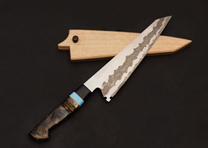 Couteau de cuisine artisanal, lame en acier inoxydable, étui en bois, cadeau pour les chefs. - Product Image 5