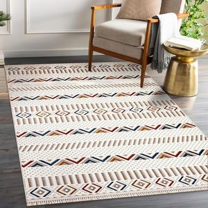 Alfombra de Pelo Corto Estilo Bohemio Azteca para Sala de Estar, Dormitorio, Pasillo - Alfombra Rectangular Suave y Duradera, Apta para Mascotas - Product Image 5