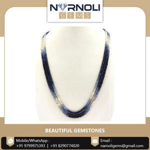 Venta caliente collar de cuentas facetadas de zafiro de tamaño personalizado: Cadena de piedras preciosas de 3 líneas para diseños de joyería elegantes y únicos - Product Image 4