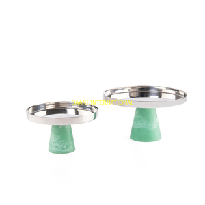 Juego de soporte de pastel de plata de 2 soportes de exhibición de postre de base de madera y metal modernos con patrón tribal para pasteles decoración del banquete de boda - Product Image 5