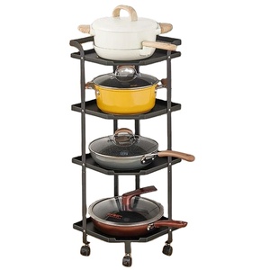 Uxurious-estante de almacenamiento con base de suelo para ollas y sartenes, colgador de utensilios montado en la pared, organizador de cocina - Product Image 1