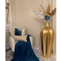 Vases élégants en fibre de verre dorés de luxe pour centre de table de mariage, pots de fleurs géants pour l'intérieur de la maison