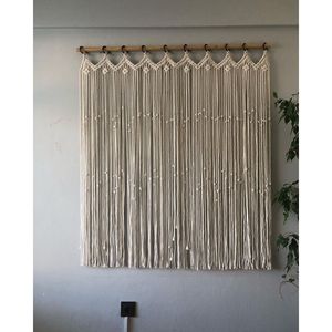 Cortina de Pared de Macramé Estilo Boho, Hecha a Mano con Algodón, para un Toque Elegante, Adorno de Pared para Decoración del Hogar - Product Image 1