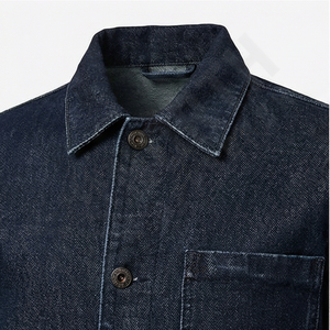 Veste en jean bleu foncé pour homme, classique, décontractée, boutonnée, vêtement d'extérieur élégant, streetwear, coupe ajustée, durable, rétro, vêtement de travail - Product Image 4