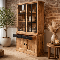 Armoire de salon en bois de manguier massif, style farmhouse moderne, faite à la main, durable, écologique, recyclable, grande capacité, style antique
