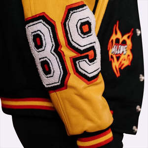 Premium quality personalized most popular design varsity jacket Custom made leather sleeve <b>wool</b> <b>fiber</b> letterman varsity jacket - Product Image 4