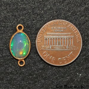925 Sterling Silver 8x10mm Natural Ethiopian <b>Opal</b> Cabochon Oval bezel Setting Fine Gold Vermeil Charm Connectors Making <b>Necklace</b> - Product Image 3