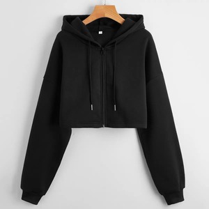 Sweat à capuche à manches longues de couleur personnalisée pour femmes avec logo sur le devant Sweat à capuche zippé automne/hiver - Product Image 2