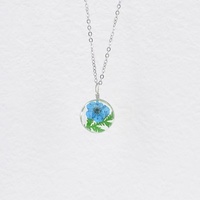 Collier de fleurs séchées véritables, fleurs naturelles pressées faites à la main avec verre épais, bijoux élégants pour femmes