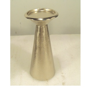 <b>Large</b> Size Antique Hammered Finished Aluminium Pillar <b>Candle</b> Holder for Home Living Room Table Top Decoration Use - Product Image 2
