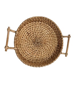 Bandeja de yute ecológica única antigua, plato de desayuno de madera Natural hecho a mano, Plato decorativo cuadrado para Hotel en casa - Product Image 1