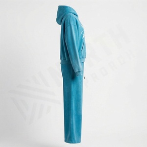 Conjunto Deportivo de 2 Piezas para Mujer, Sudadera con Capucha y Pantalones Deportivos de Pierna Ancha con Bolsillos Laterales, Estilo Casual, Suave, para Gimnasio y Actividades - Product Image 3