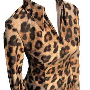 <b>Women's</b> Leopard Print Western Show Shirt Long Sleeve Fitted Zip-Up Performance <b>Top</b> - Product Image 1