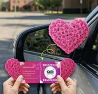 Plantilla de tarjeta de visita con forma de corazón, diseño floral de rosas rosas, diseño de código QR troquelado, descarga digital editable