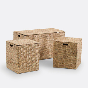 Sustainable straw boxes natural <b>water</b> hyacinth box cheap cost <b>container</b> for storing essentials - Product Image 3