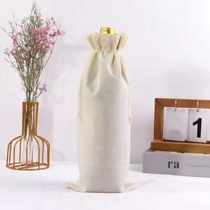 Bolsas de yute para botellas de vino con cordón Bolsa de Yute natural para botellas de vino a precio razonable - Product Image 4