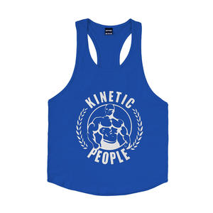 Men's Logo Custom Plus Size Breathable Sporty Gym Fitness Workout Running Muscle Cotton Spandex O-Neck Stringer Crop Tank Top - Product Image 6