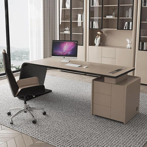 Luxury Modern Ergonomic Executive Desk Home Office Wood Ceramic/Glass Surface Multi-Functional <b>Storage</b> <b>Computer</b> Desk - Product Image 3