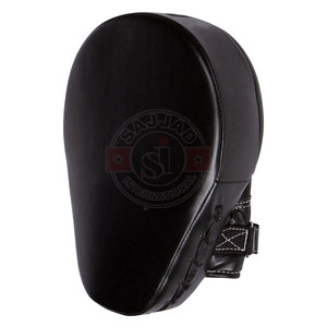 Almohadillas de enfoque de boxeo de cuero Real, Color negro sólido, almohadillas protectoras para entrenamiento de Kickboxing - Product Image 5