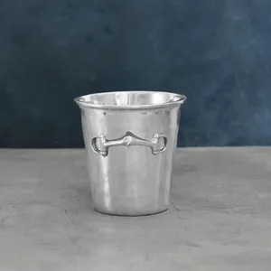 High Quality Stylish Silver Plated Metal Wine <b>Cooler</b> Ice Bucket New Designer Round Shape Bar Ware Champagne Wine Sculptures - Product Image 3