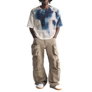 Venta al por mayor 2025 personalizado de los hombres 100% algodón de ganchillo de punto holgado cuello redondo de manga corta suave camisetas estilo Tie Dye camisa Formal - Product Image 4