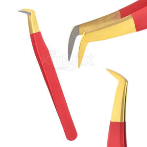 Pinces à cils courbées de haute qualité, prise en main lisse pour une application facile des extensions de cils, pinces à cils - Product Image 5