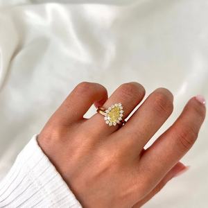 Anillo de Compromiso de Lujo con Diamante Corte Pera y Halo, Oro, Platino, Plata, Aniversario, Promesa, Precio de Fábrica - Product Image 5