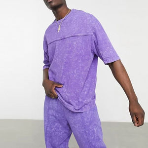 Survêtements de qualité de marque personnalisée surdimensionnés délavés à l'acide deux pièces ensemble de survêtements d'été pour hommes - Product Image 1