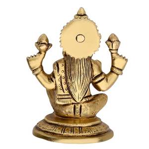 Acabado antiguo Laxmi sentado ídolo Murti Moorti estatua pulida estatuilla con impresión de huecograbado para el hogar Puja Mandir - Product Image 2