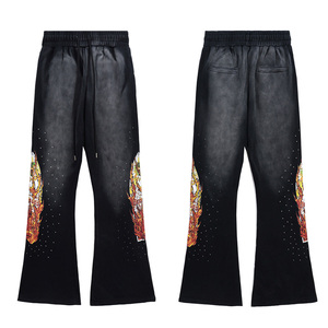 Pantalones Deportivos de Felpa con Logo Personalizado, Pantalones Anchos de Algodón, Pantalones Deportivos con Estampado Tie-Dye y Parches Gráficos al por Mayor - Product Image 6