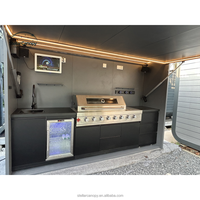 Îlot de cuisine barbecue modulaire moderne en acier inoxydable écologique pour l'extérieur avec évier, armoire et porte vitrée pour la salle à manger