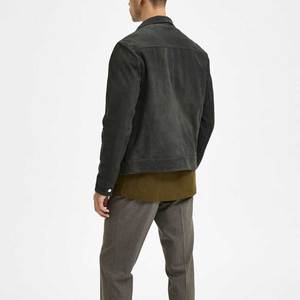 100% Genuine Leather <b>Suede</b> Moto <b>Jacket</b> Turn Down Collar Zipper Closure Solid Color Autumn Regular Fit Biker Style Leather <b>Jacket</b> - Product Image 4