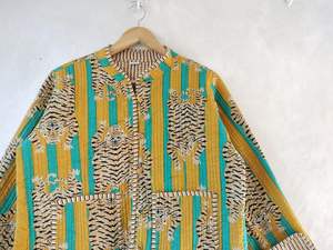Veste matelassée 100% coton pour femmes réversible imprimé tigre nouvelle rayure Vintage Style Boho indien empreinte de main décontracté vêtements d'extérieur d'hiver - Product Image 2