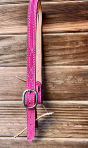 Ensemble de tête de cheval et de harnais western personnalisé, rose argenté métallisé, aspect cuir de vache avec strass - Product Image 6