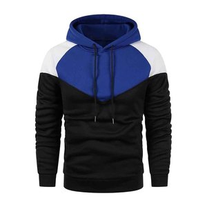 Sudadera con Capucha para Hombre, Diseño de Paneles en Color Negro, Azul y Blanco, Corte Regular, Estilo Casual, para Otoño - Product Image 1