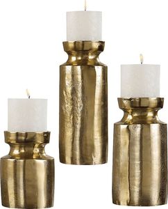 <b>Set</b> of 3 Royal-Look Leaf Style Cylindrical Metal Plated Handmade Candle Holders Christmas Home Decor Other Candle Jars <b>Lanterns</b> - Product Image 2