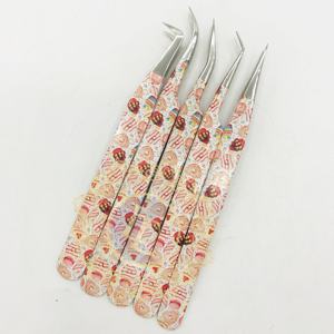 Pince à épiler de revêtement de papier personnalisée professionnelle pointe argentée poignée lisse pince à épiler à la main durable pince à cils marque privée - Product Image 3