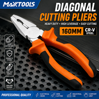 Pince coupante diagonale robuste 160 mm CR-V, coupe-fil, mâchoires dentelées, poignées PVC bicolores, qualité industrielle, marque Maxxtools OEM