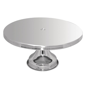 Support à gâteau en aluminium nickelé support à gâteau de luxe fait à la main de haute qualité support à gâteau en métal décoratif à dessus rond - Product Image 3