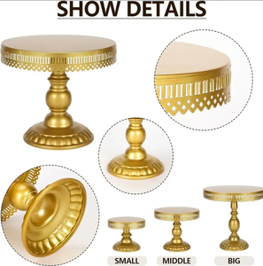 Decorative Metal Gold 3-Piece Cake <b>Stand</b> for Cake Dessert Display For Restaurant Wedding Cakes Pastries <b>Cupcakes</b> Display <b>Stand</b> - Product Image 4