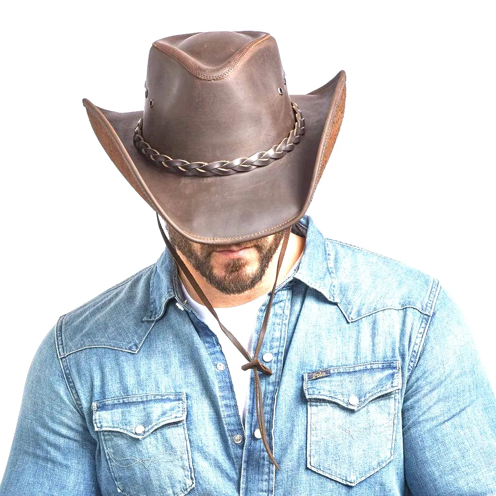 Nuevo estilo MOQ bajo Sombreros de cuero de vaquero Mejor venta Color personalizado mejor producto Sombreros de cuero de vaquero