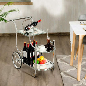 घरेलू बार रसोई के उपयोग के लिए स्टील बार ग्लास सेवा कार्ट और होटल सर्विसिंग ट्रॉली - Product Image 5